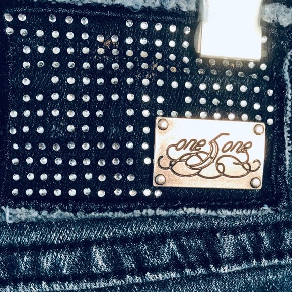 One-5-One Sun Burst Design Pockets Blue Jeans - Picture 6 of 8